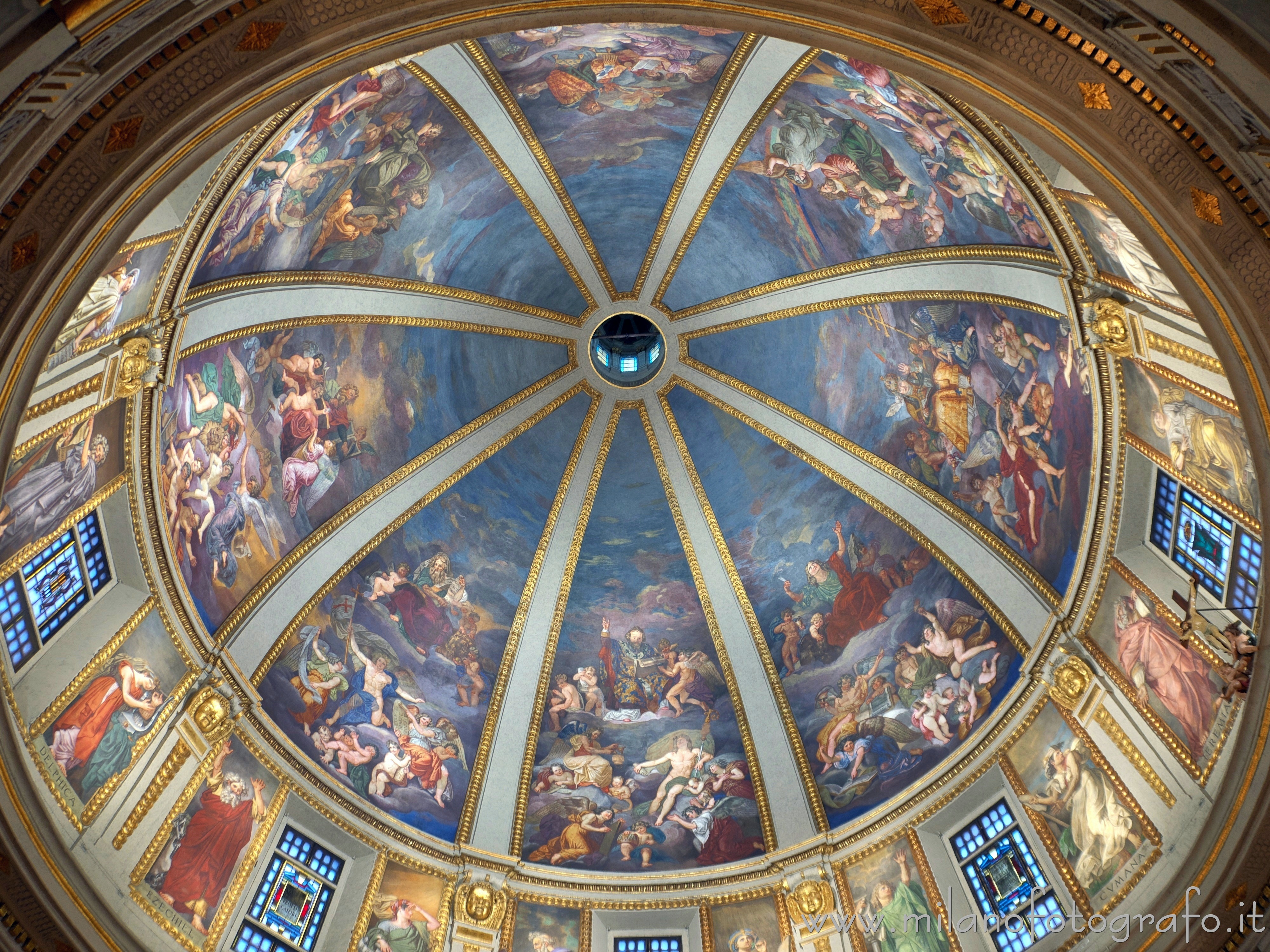 Milan (Italy) - Frescoees the dome of the Civic Temple of St. Sebastian